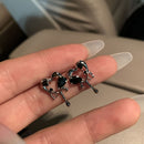 Accessories Women Trendy Hollow Metal Stud Earrings Love Heart Black Harajuku
