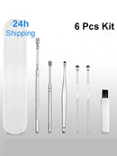 6PCS/set Ear Cleaner Kit Wax Pickers Earpick Brush Wax Remover Ear Clean Tool