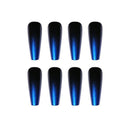 Black Blue Full Extra Long Coffin Artificial Press On Nails Gradient False Nails