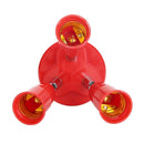 3 in 1 E27 to E27 Lamp Base Socket Splitter LED Light Bulb Holder (Red) Newly