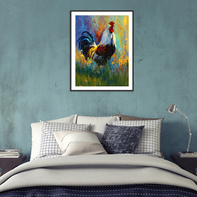 Rooster Oil Paint By Numbers Kits Canvas Drawing DIY Animal Picture Home Decor