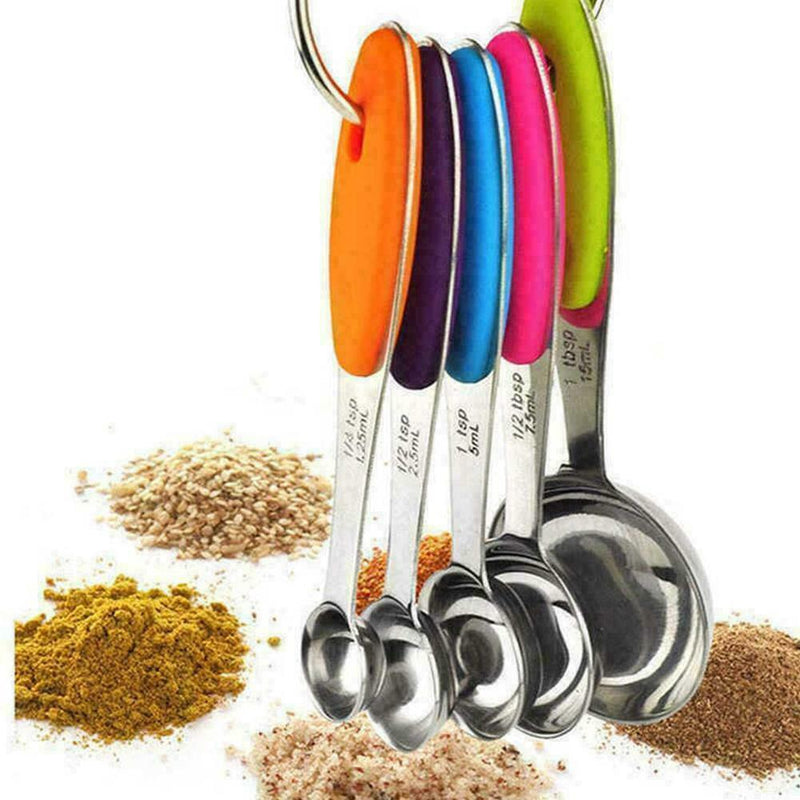 5 Pcs steel Measuring Cups & Spoons For Baking Cooking Kitchen L2O3 G2C3