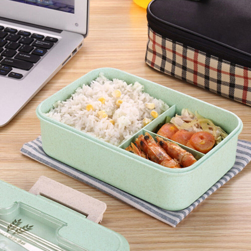 Portable Lunch Box Kids School Office Microwave Wheat Straw Bento Food Container