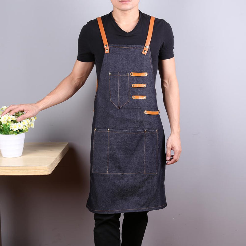 Barber Sleeveless Denim Apron Hairdresser Hair Cutting Protection Tool (B) Newly