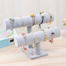 Velvet Bracelet Bangle T-Bar Rack Watch Jewelry Display Stand (Grey 2 Tier)