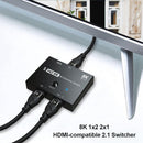 HDMI-compatible 2.1 Switcher Adapter 4K 8K 1x2 2x1 Splitter for PS4 Switch