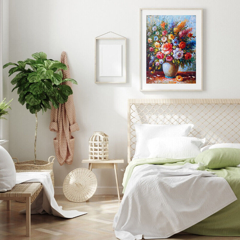 Flower Oil Paint By Numbers Kits DIY Canvas Wall Art Picture Craft Home Decor