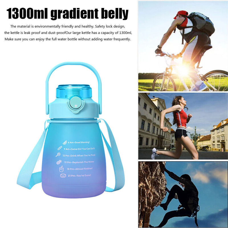 Gradient Water Bottle Portable Sports Leakproof Marker Water Kettle (B) Newly