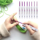 8pcs Plastic Handle Aluminium Crochet Hooks Sweater Knitting Needles Set Newly