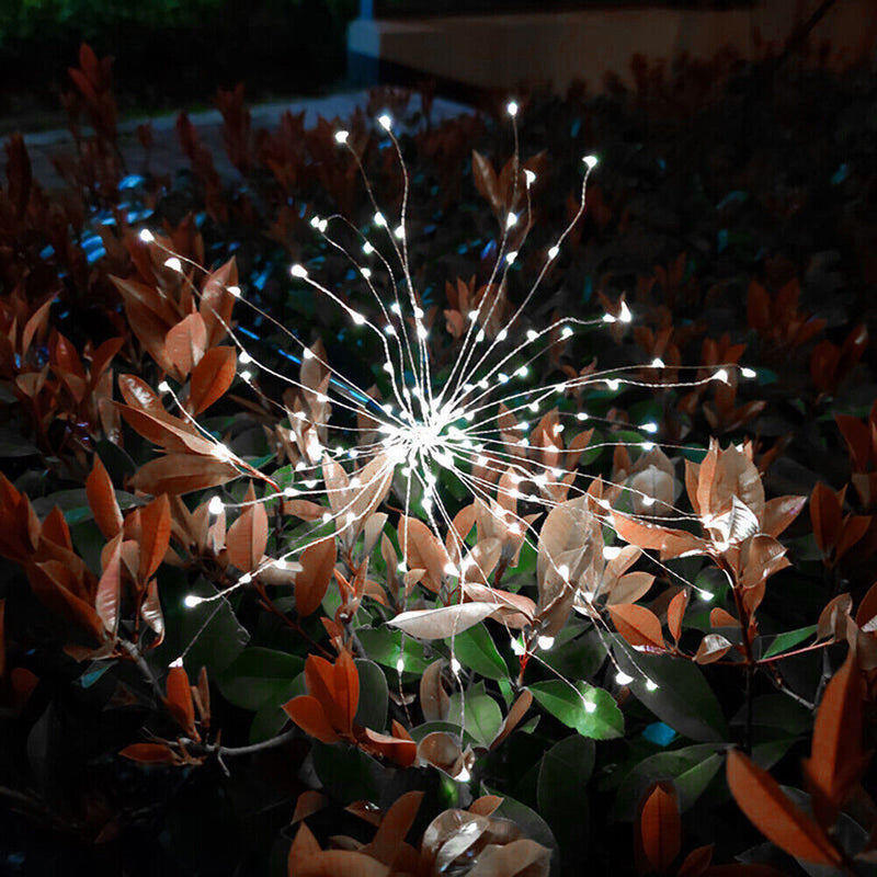LED Solar Firework Lamp Outdoor Garden Lawn Stake String Light (Cold White)