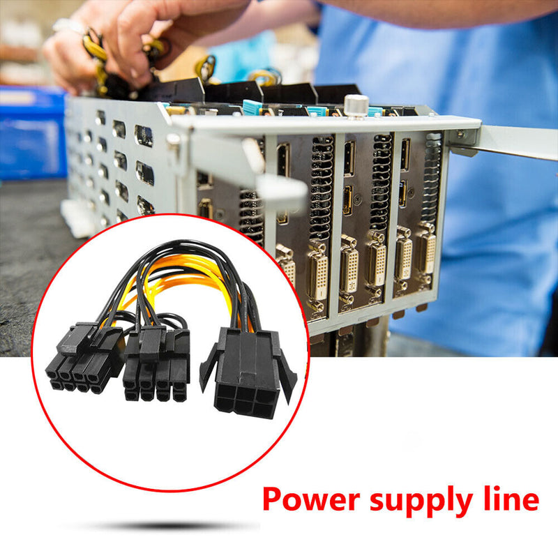 6Pin to 2x8Pin(6+2) GPU Power Cable for BTC Mining Graphics Card Splitter