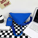 Nylon Casual Shoulder Bags Triangle Crossbody Zipper Handbags with Small Clutch