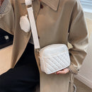 #A Simple Female Pu Handbags Rhombus Pattern Messenger Handbags for Travel Shopp