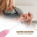 Electric Eggbeater Milk Drink Coffee Blender Egg Beater Stirrer (Pink)