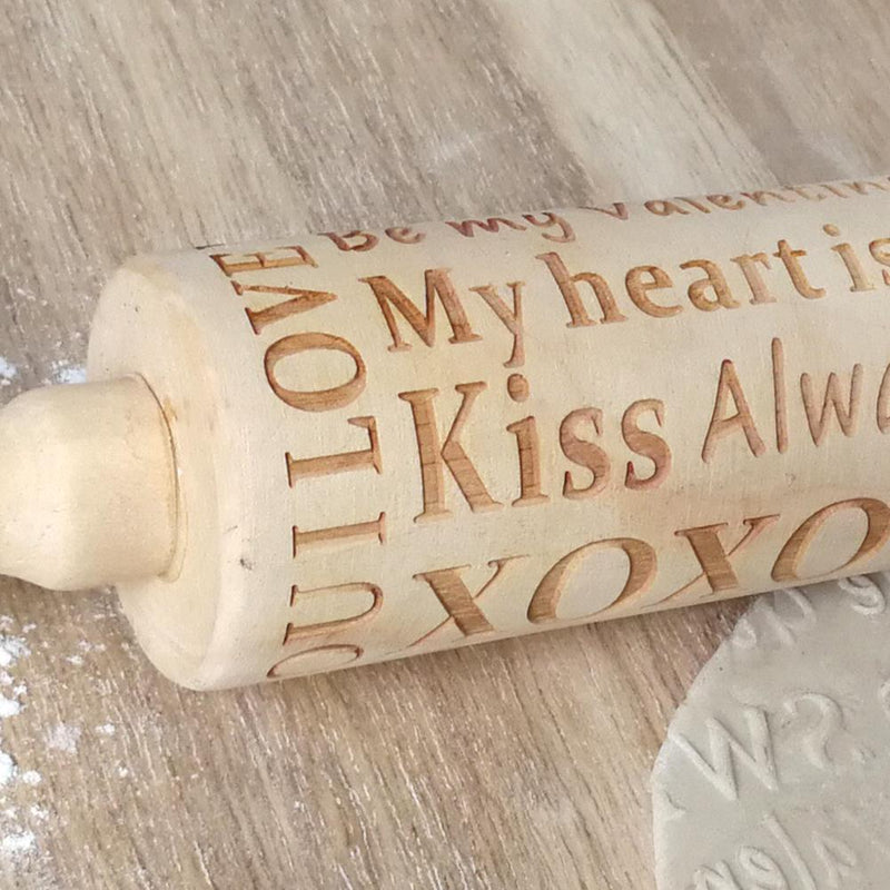 Valentine Day Letters Embossing Rolling Pin for DIY Baking Cookies (Sweet)