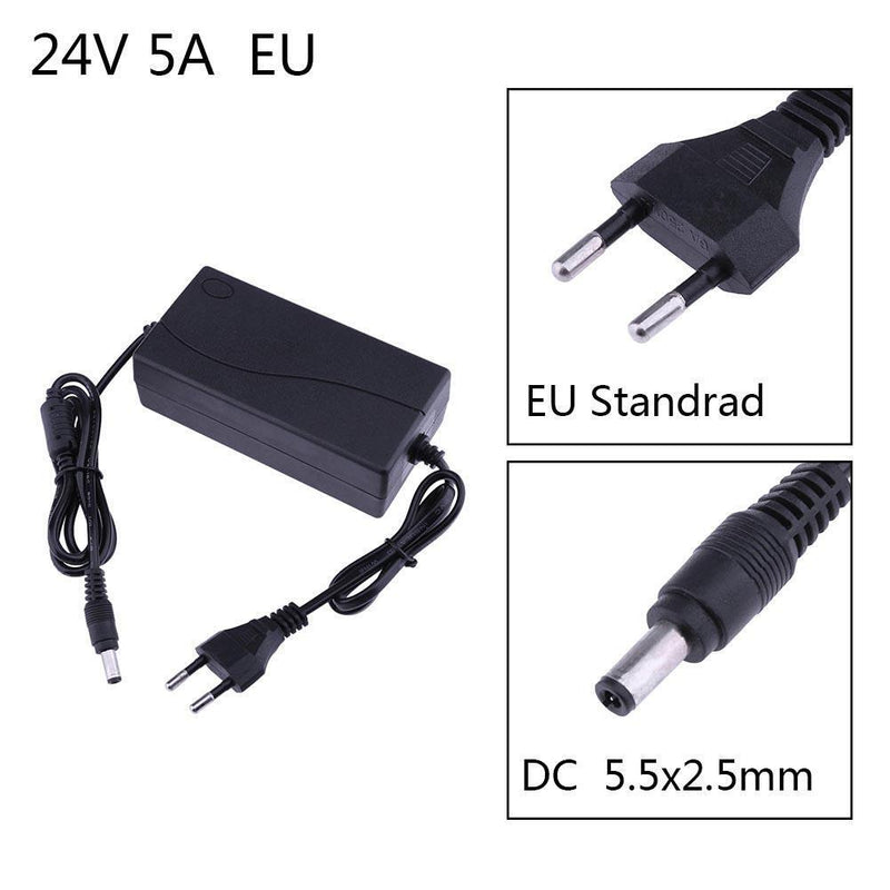 24V 5A AC to DC Power Adapter Converter 5.5*2.5mm for LED Light Belt Newly