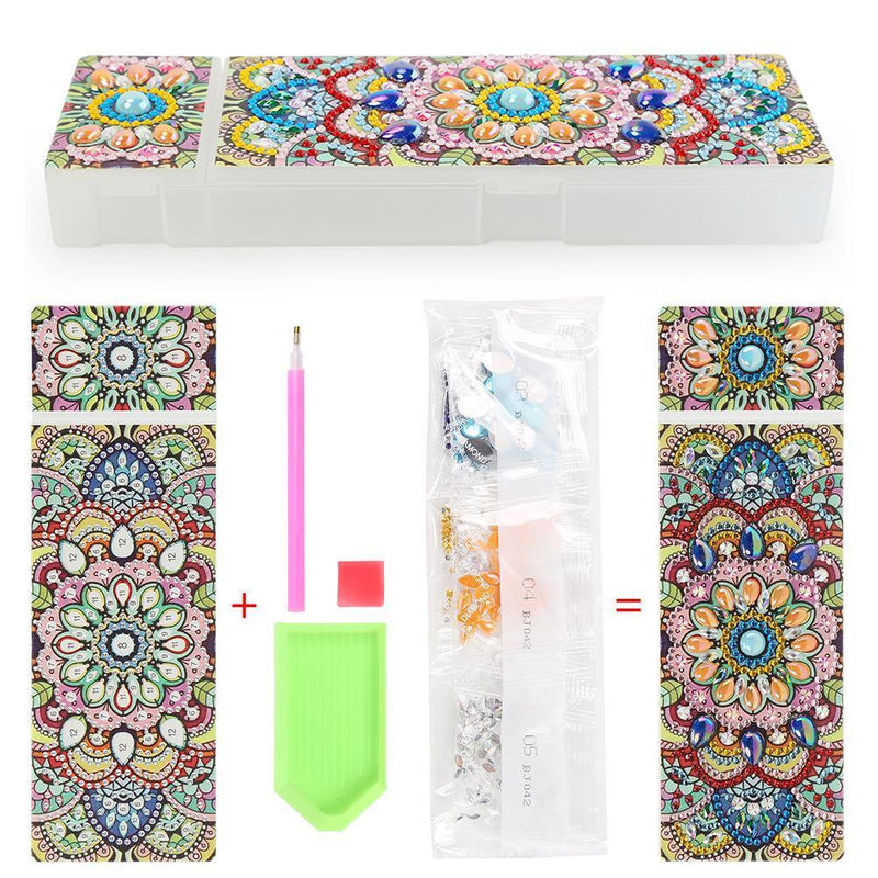 DIY Mandala Special Shaped Diamond Painting 2 Grids Students Pencil Storage Case
