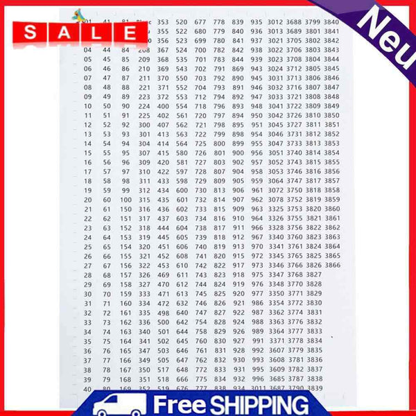 Number Label Stickers for Diamond Painting Storage Box Bottle (Black White)