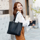 Fashion Women PU Solid Color 2pcs Composite Bags Large Tassel Tote Shoulder Bag