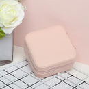 Portable Earrings Rings Storage Box PU Leather Jewelry Display Case (Pink)