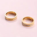 Color Wedding Jewelry Romantic Stainless Steel 6MM Couple Ring Cubic Zircon