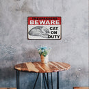 Beware Cat Retro Metal Plate Tin Sign Plaque Poster for Bar Club Cafe Arts