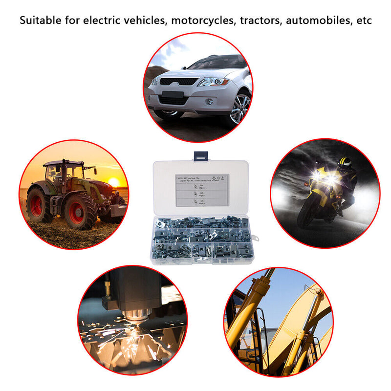 120pcs U Shaped Nut Car Mounting Fastener Clips Assorted Kit for Motorcycle Auto