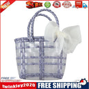 Woven Beach Basket Bag PVC Clear Women Kid Vegetable Fruit Handbag (Purple)