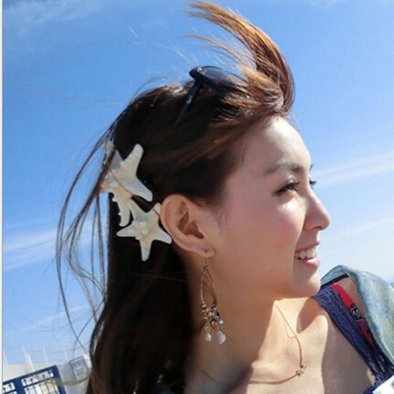 Elegant Beach Girls Lady Hairpin Star Sea Starfish Hair Clip Jewelry For 2 Pcs