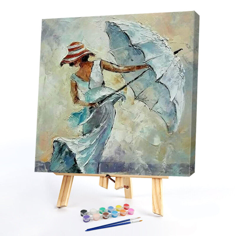 20X20cm Frameless Oil Paint By Numbers Picture DIY Painting (Umbrella Girl)