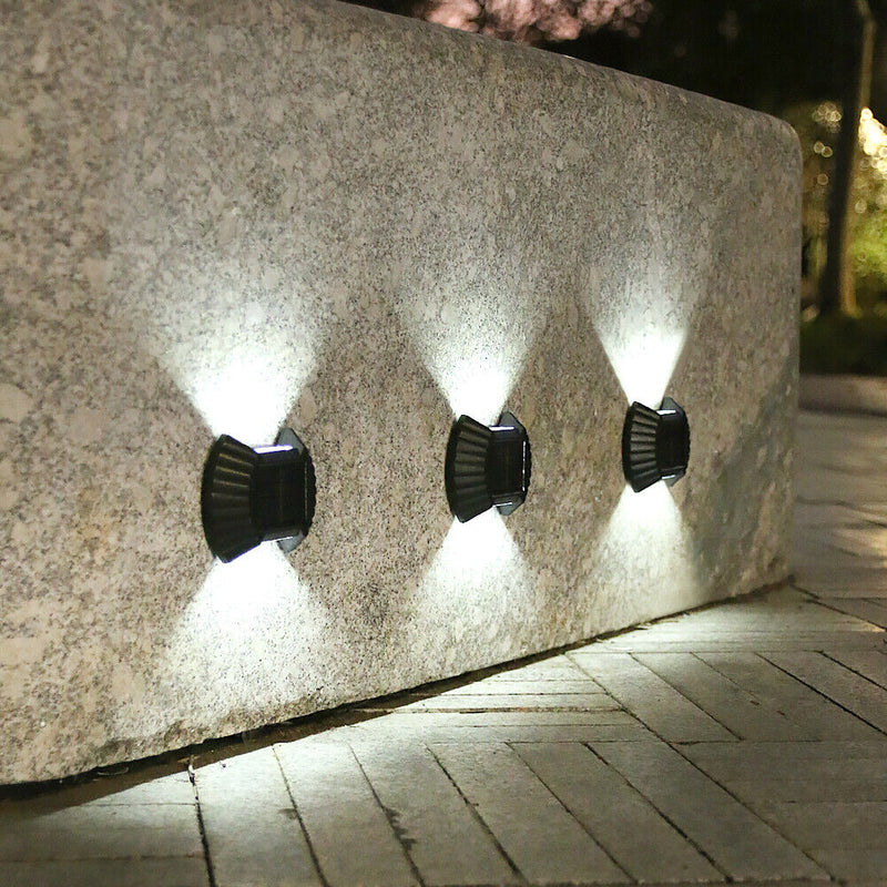 4pcs Solar Wall Lamp Outdoor Waterproof Balcony Fence Lights (White 2LED)