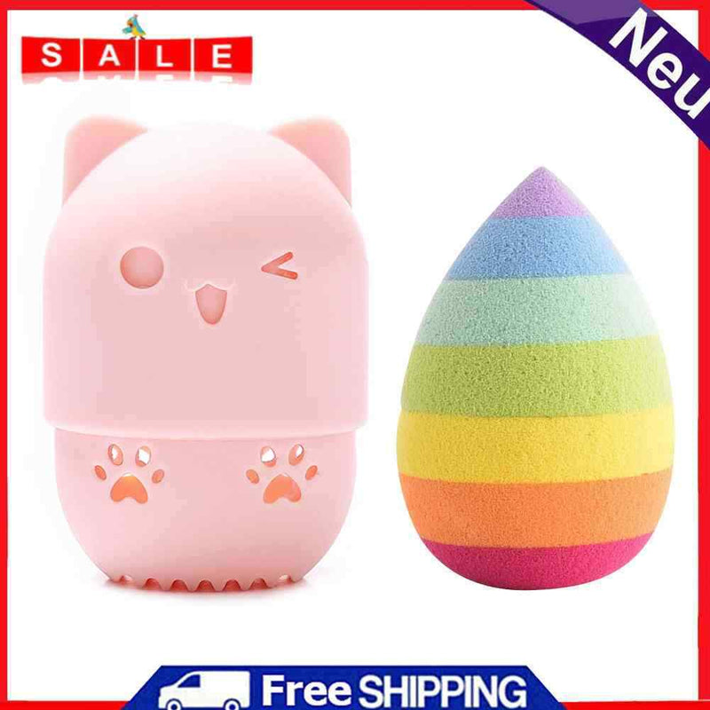 Makeup Sponge with Storage Case Moisture-proof Beauty Cosmetic Sponge Holders