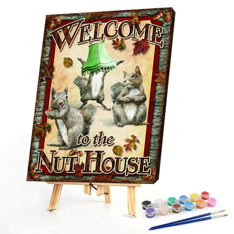 Cute Squirrel Frameless Picture Oil Paint By Numbers Hand Painted Picture Kit