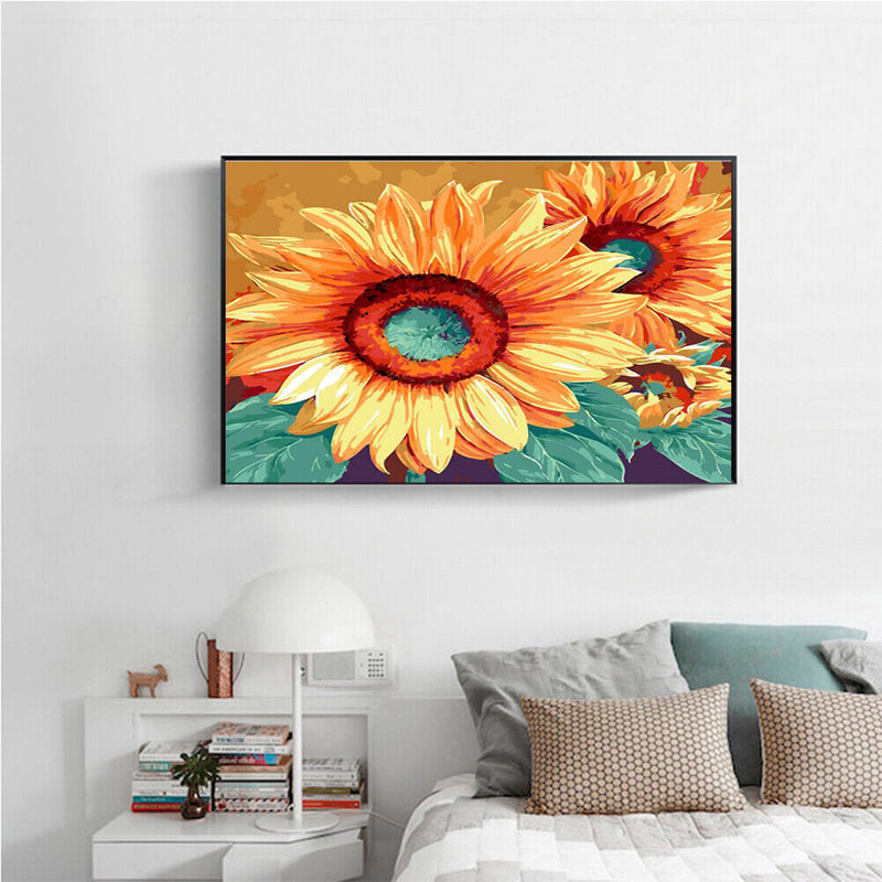 Sunflower Oil Painting By Numbers Canvas Hand Painted Wall Art Home Decor