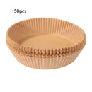 50pcs Non-Stick Air Fryer Paper Liner Baking Steamer Mats Paper (Brown) Newly