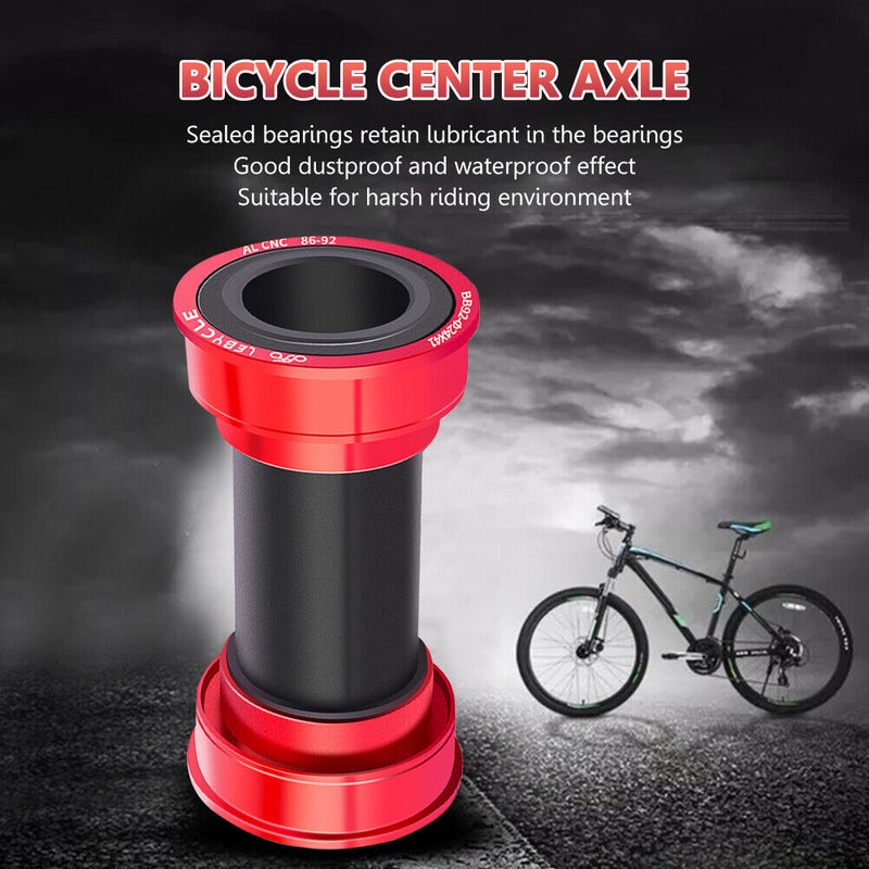MTB Bike Bottom Bracket BB86 BB92 Aluminum Press Fit BB Bottom Axis (Red) Newly