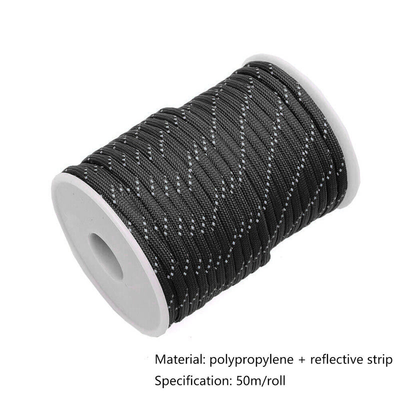 50m 7 Strands Paracord Parachute Cord Outdoor Camping Reflective Climbing Rop