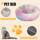 Calming Dog Bed - Round Faux Fur Donut Cuddler for Dog & Cat (Rainbow) Newly