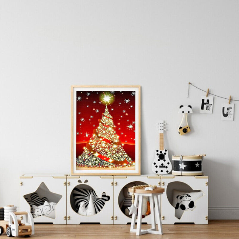 5D DIY Full Drill Round Shape Christmas Tree Rhinestone Diamond Drawing Kits