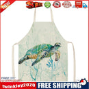 Linen Sea Turtle Print Kitchen Aprons Bibs for Women Men Household Cooking