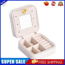 PU Leather Rings Earrings Jewelry Storage Display Box Holder (White)