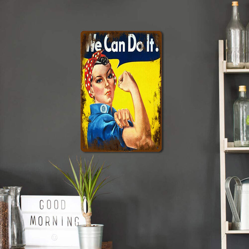 Wall Mounted Fitness Girl Metal Signs Retro Pub Bar Door Hanging Rectangle Sheet