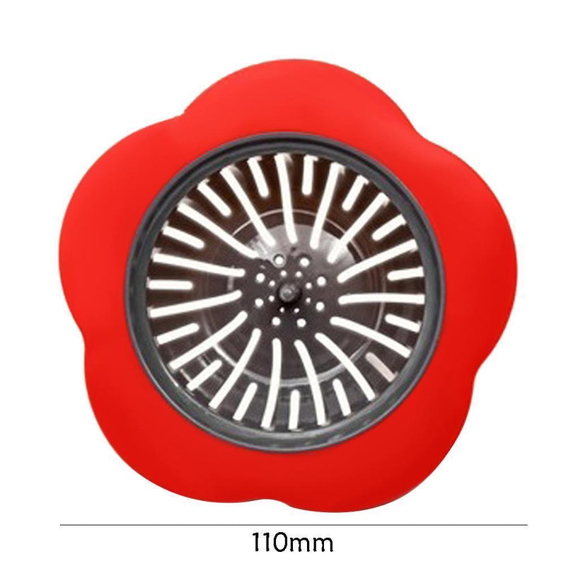 Flower Sink Strainer Kitchen Drain Filter Bathroom Drainage Hair Trap(Red)