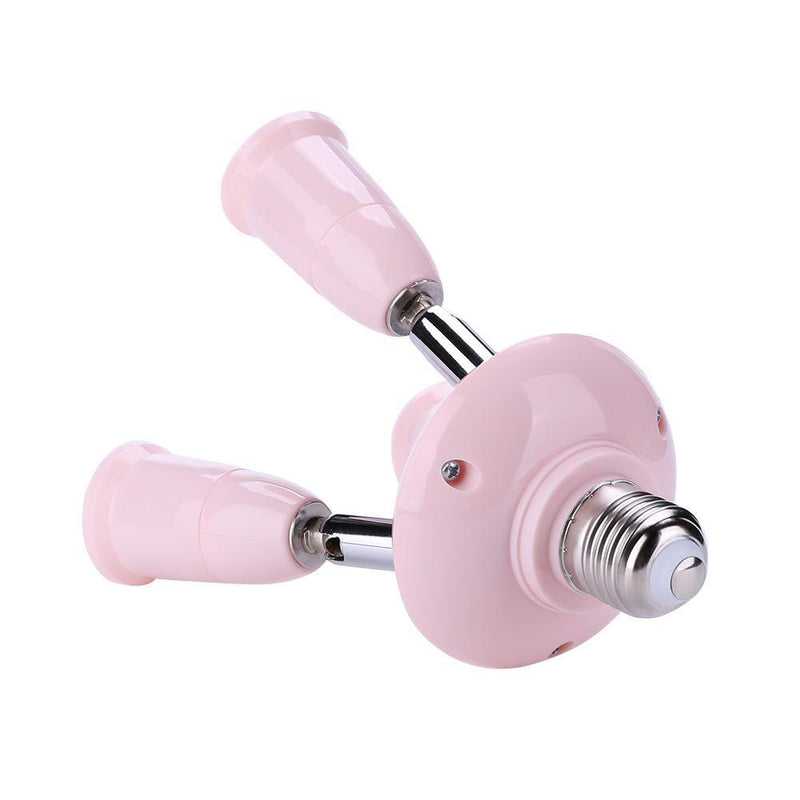 3 in 1 E27 to E27 Lamp Base Socket Splitter LED Light Bulb Holder (Pink)
