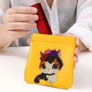 #A Artificial Leather Rhinestone Clutch Gift DIY Cartoon Cosmetics Purse Mosaic