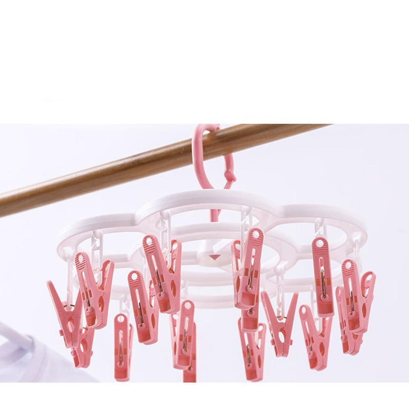 16 Clips Portable Socks Cloth Hanger Rack Clothespin Drying Rack Sock Holder