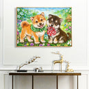 Frameless Painting By Numbers Little Dog DIY Handmade Drawing On Canvas Art Kit