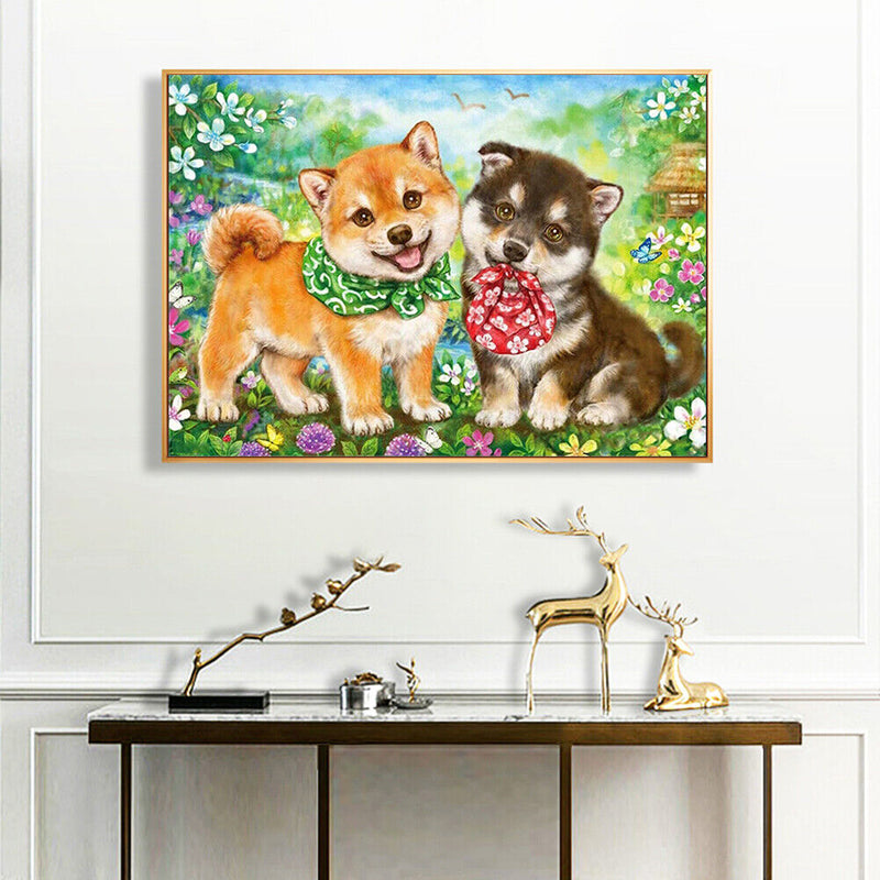 Frameless Painting By Numbers Little Dog DIY Handmade Drawing On Canvas Art Kit