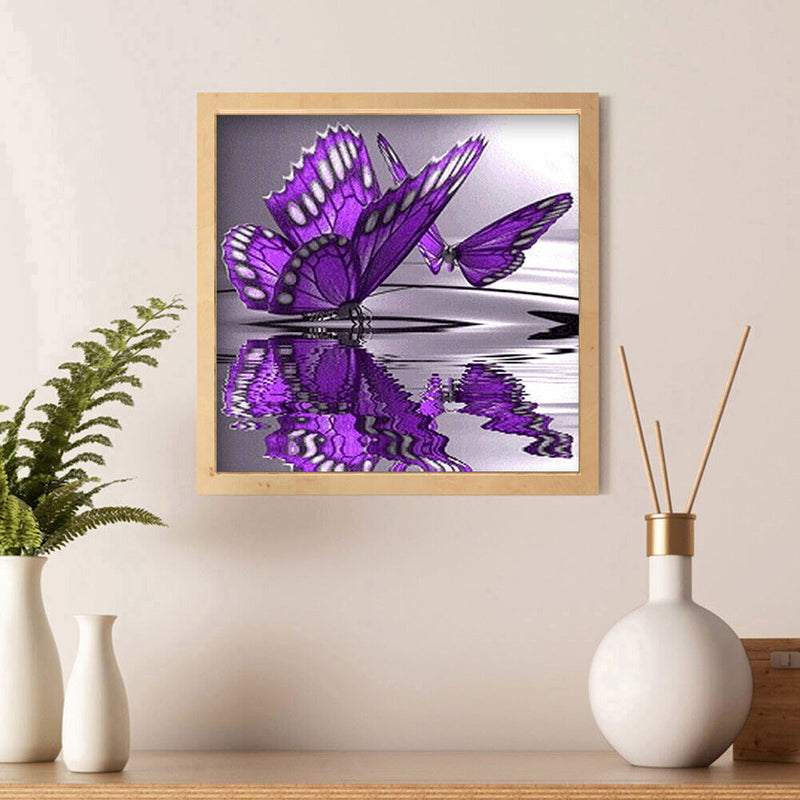 5D DIY Rhinestone Purple Butterfly Picture Full Round Drill Diamond Painting Kit