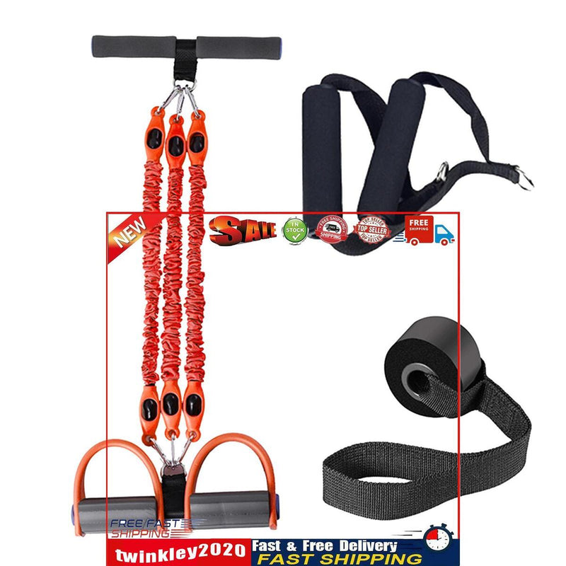 Pedal Resistance Band Set Break-Proof Strength Adjustable Pedal (Red) Newly